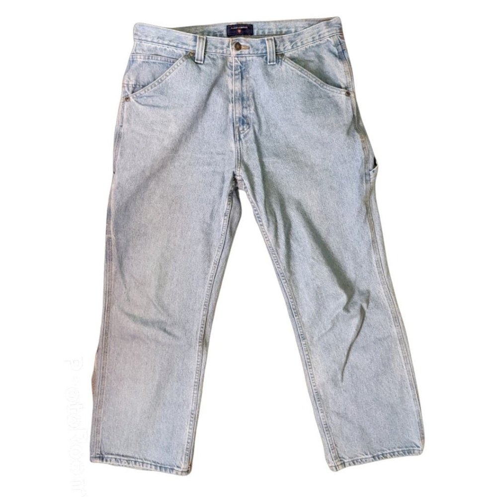 Vintage Light Wash 90s Vibe Saddlebred High Waisted Carpenter Jeans 36x30